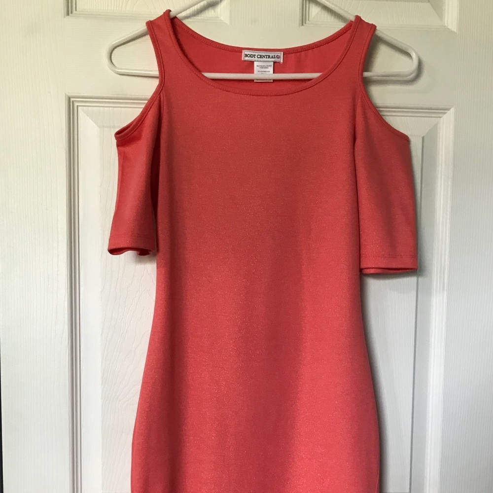 Coral cold shoulder dress from Body Central.